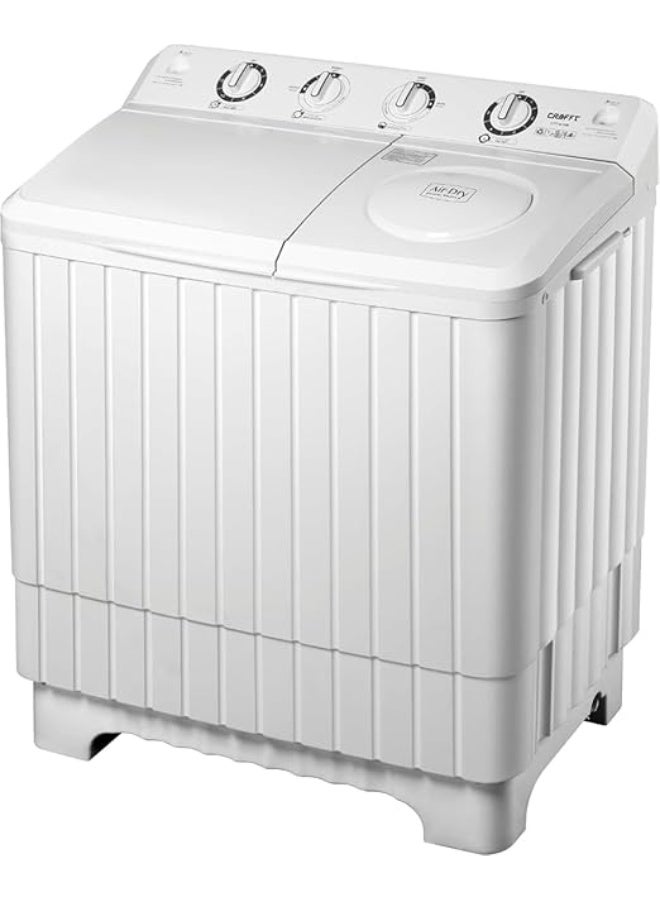 CRAFFT Twin Tub washer, 12 Kg, AIR JET DRY, Jumbo Powerful Pulsator, Dual Water Inlets, Rust-ProofPlastic Body