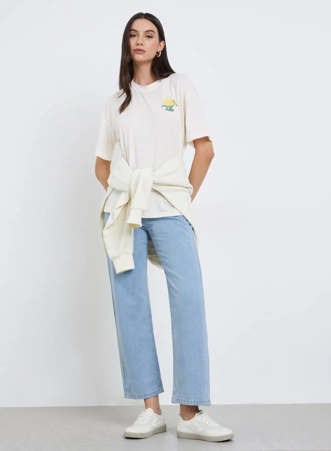 Take Two Take Two Women Straight Leg Jeans with Button-Adjustable Waistband