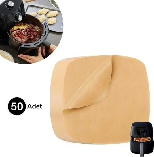 5 دي ام 50 Pcs Air Fryer Baking Paper Disposable Oil Waterproof Non-Stick Non-Hole Flat Square Model