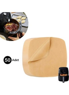 5DM 50 Pcs Air Fryer Baking Paper Disposable Oil Waterproof Non-Stick Non-Hole Flat Square Model  - Image 1
