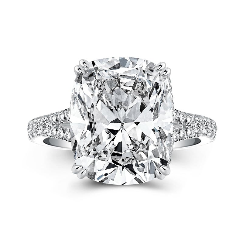 RODIFFY 4.5CT Cushion Cut Engagement Ring with Split Shank, S925 Silver AAAAA Grade CZ Promise Ring for Women (Silver, 7) - Image 1