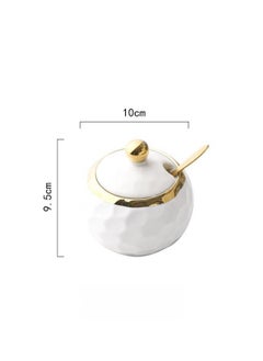 WAOKN Ceramic sugar bowls with lid and spoon for household and kitchen use, white sugar bowl dispenser  - Image 3