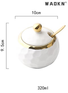 WAOKN Ceramic sugar bowls with lid and spoon for household and kitchen use, white sugar bowl dispenser  - Image 4