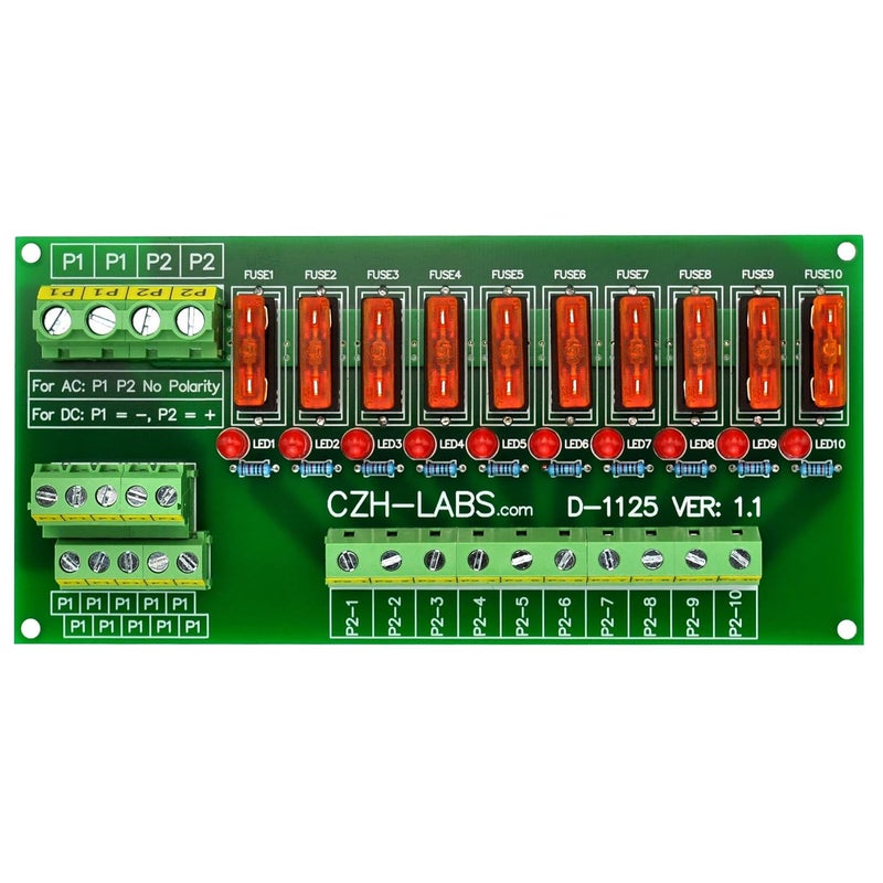 Electronics-Salon Panel Mount 10 Position Power Distribution Fuse Module Board, for AC/DC 5~32V - Image 3