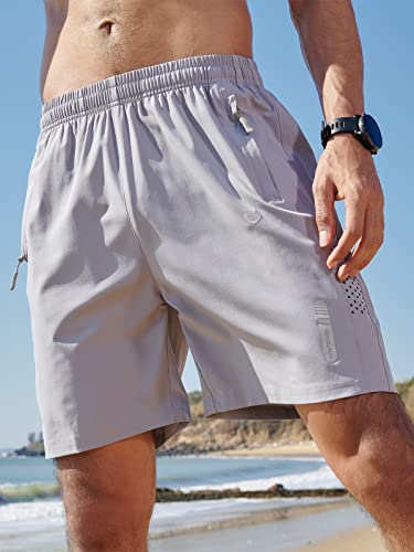 NORTHYARD Men's Athletic Running Shorts Quick Dry Workout Shorts 7"/ 5"/ 9" Lightweight Sports Gym Basketball Shorts Hiking Exercise Grey 3XL - Image 2