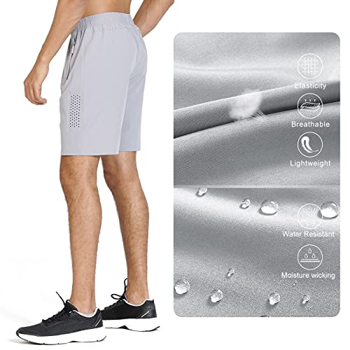 NORTHYARD Men's Athletic Running Shorts Quick Dry Workout Shorts 7"/ 5"/ 9" Lightweight Sports Gym Basketball Shorts Hiking Exercise Grey 3XL - Image 5