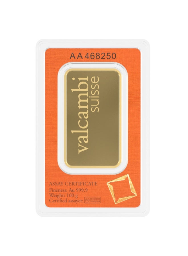 Valcambi Suisse 100g Fine Gold Bar 999.9 Purity Swiss Minted with Assay Certificate - Image 4