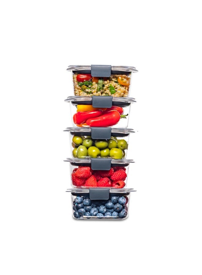 Rubbermaid Brilliance BPA-Free Food Storage Containers Multi Pack, 1.3 Cup Plastic Containers with Lids, 5 Pack, Leak Proof, Microwave & Dishwasher Safe - Image 1