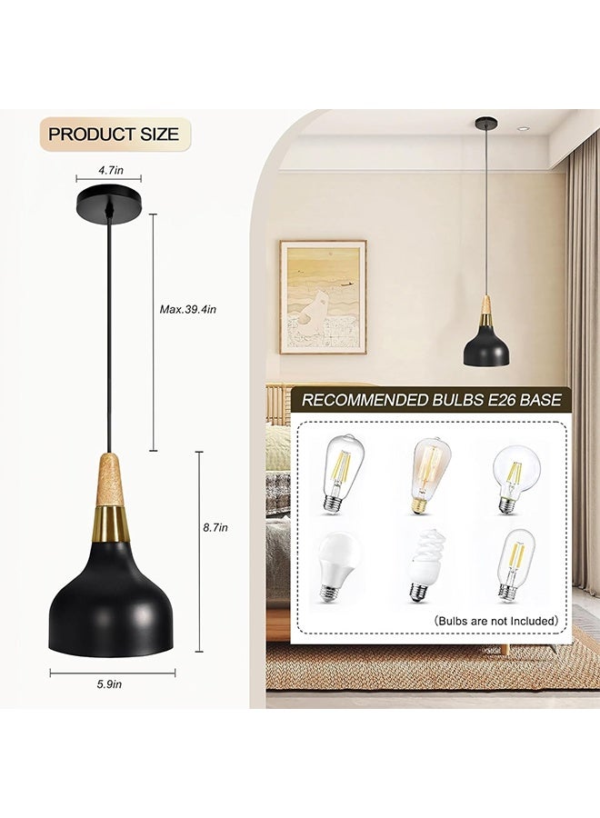 Pendant Ceiling Light, Chandelier Decor Lamp, 3-Color Light Indoor Lighting Hanging Lamp with Adjustable Cord, Ceiling Lamp for Kitchen Home Island Dining Room Bedroom (Black) - Image 2