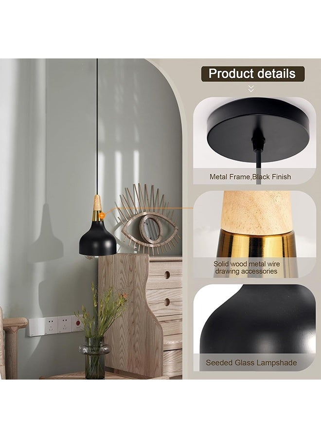 Pendant Ceiling Light, Chandelier Decor Lamp, 3-Color Light Indoor Lighting Hanging Lamp with Adjustable Cord, Ceiling Lamp for Kitchen Home Island Dining Room Bedroom (Black) - Image 3