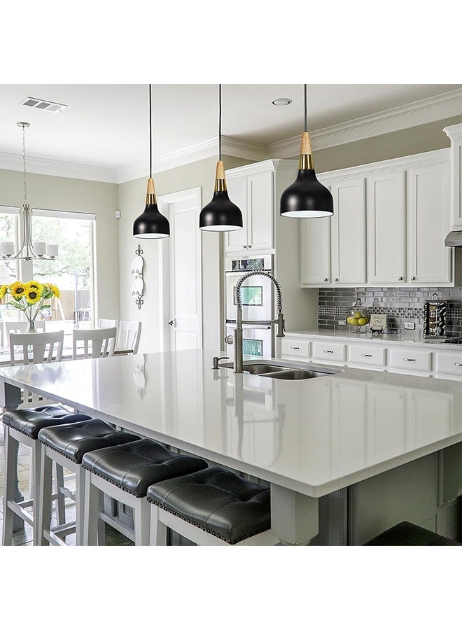 Pendant Ceiling Light, Chandelier Decor Lamp, 3-Color Light Indoor Lighting Hanging Lamp with Adjustable Cord, Ceiling Lamp for Kitchen Home Island Dining Room Bedroom (Black) - Image 5