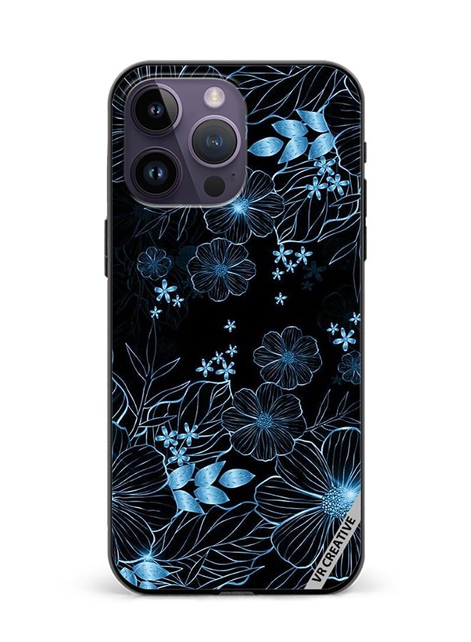 VR CREATIVE Protective Case Cover For Apple iPhone 15 Pro Max Blue Flower Design Multicolour - Image 1