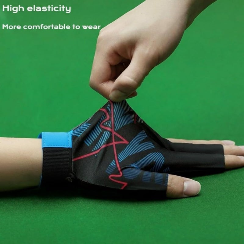 NALACAL Billiards Glove for Left Hand - High Elasticity 3 Finger Pool Glove, Breathable Anti-Slip Snooker Cue Sport Glove (Blue, M Size) - Image 4