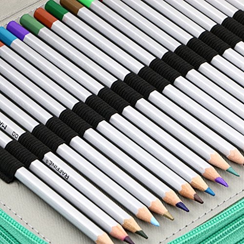 BTSKY Deluxe PU Leather Pencil Case For Colored Pencils - 120 Slot Pencil Holder with Handle Strap Handy Colored Pencil Box Large(Green) - Image 3