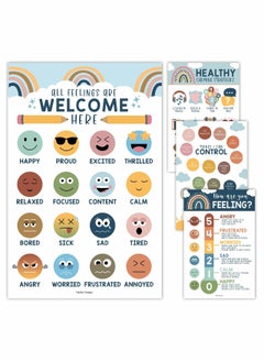 Y&D 4 Colorful Feelings Chart For Kids Learning Posters Walls - List Of Poster Educational Classroom Decorations, Periodic Table Emotions School Counselors  - Image 1