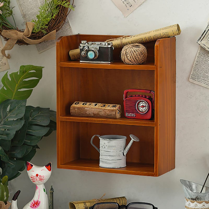 Jotsport 3 Tier Vintage Display Shelf Freestanding & Wall Hanging Decorative Wooden Shadow Box Crystals, Stone, Essential Oils Storage Holder - Image 3