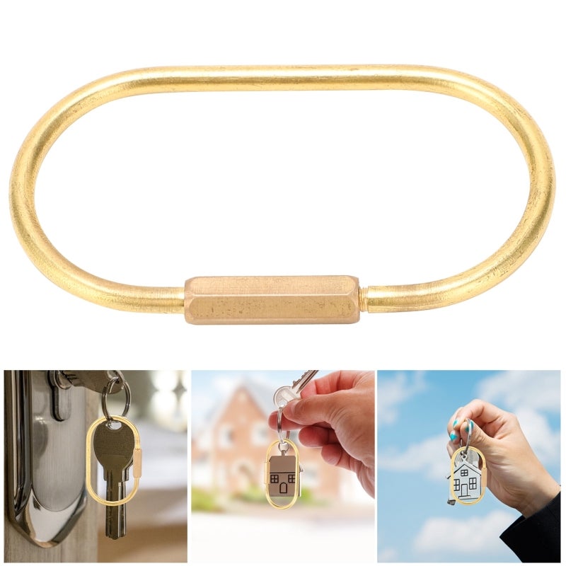 Brass Keychain: Retro Oval Screw Lock Key Ring - Durable Rust-resistant Brass Key Holder for Daily Use Backpack Handbag Accessory - Image 5