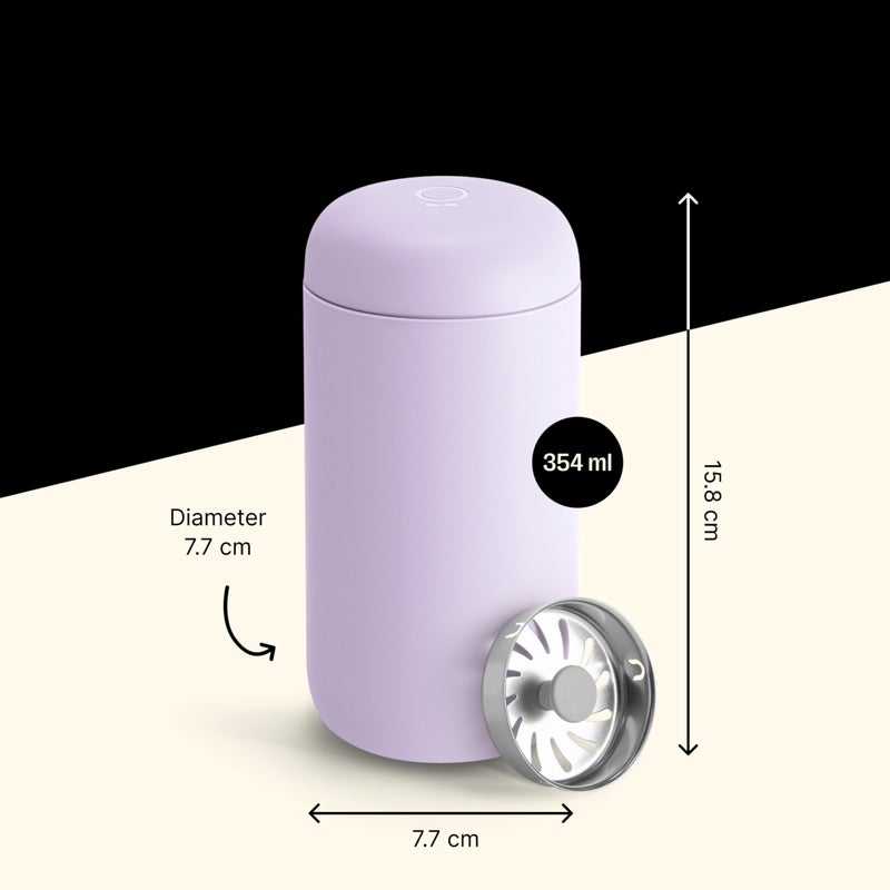 Fellow 12 oz Carter Move Travel Mug - Vacuum-Insulated Stainless Steel Travel Coffee Mug - Coffee Tumbler with Ceramic Interior and Splash Guard - Lavender Purple - Image 3