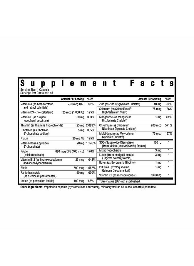 Seeking Health Seeking Health Multivitamin One MF - MTHFR Support Supplement with Folinic Acid & Vitamin B12 - Easy-to-Digest - Methyl-Free Vegetarian Capsule - 45 Veggie Capsules  - Image 2