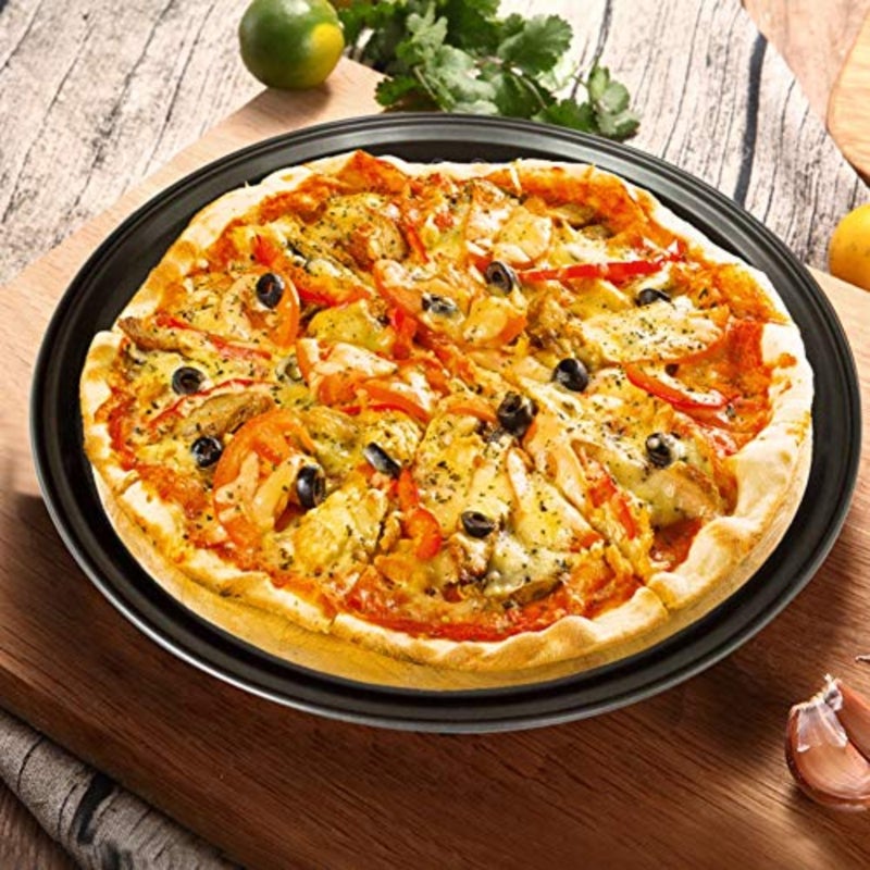 2PCS/set Carbon Steel Nonstick Pizza Baking Pan Tray Pizza Plate Dishes Holder Bakeware Home Kitchen Baking Tools Size 32cm - Image 5