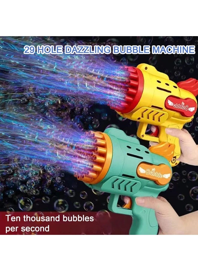 2pcs 29 Holes Bubble Machine Gun with Colorful Lights, Rocket Boom Bubble Makers for Kids Adults, Cool Outdoor Birthday Wedding Party Gift Camping Summer Toy - Image 2