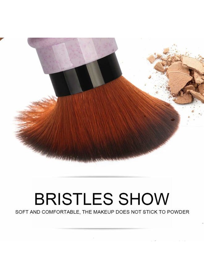 Primal Elements 4 Colors Kabuki Makeup Brush Retractable Blush Brushes Premium Foundation Brush Travel Kit for Mineral Powder, Contouring, Cream, Liquid Cosmetics, Pink/Blue/White/Purple  - Image 2