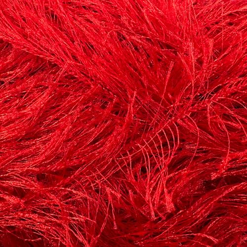 Buvemu Eyelash Fun Fur Yarn 100 Gram (3.53 Ounces) 175 Yards (160 Meters) (Bright Red) - Image 2