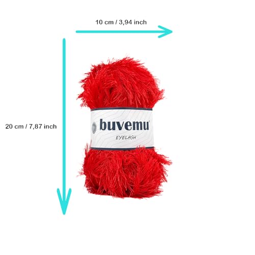 Buvemu Eyelash Fun Fur Yarn 100 Gram (3.53 Ounces) 175 Yards (160 Meters) (Bright Red) - Image 5