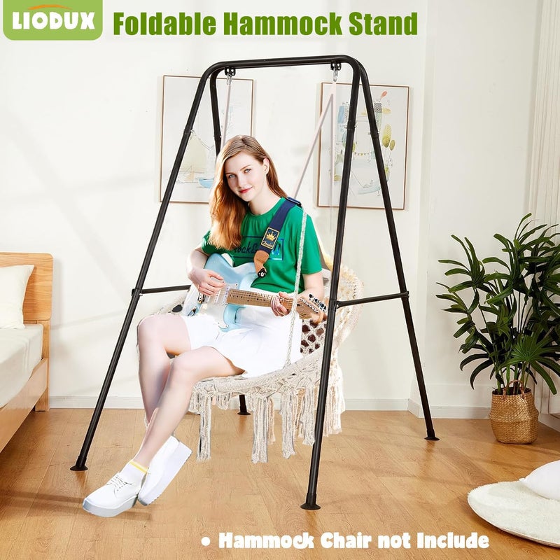 LIODUX Hammock Chair Stand - Max Load 330lbs, Heavy Duty for Outdoor or Indoor Use, Hanging Chair Not Included (Black) - Image 2