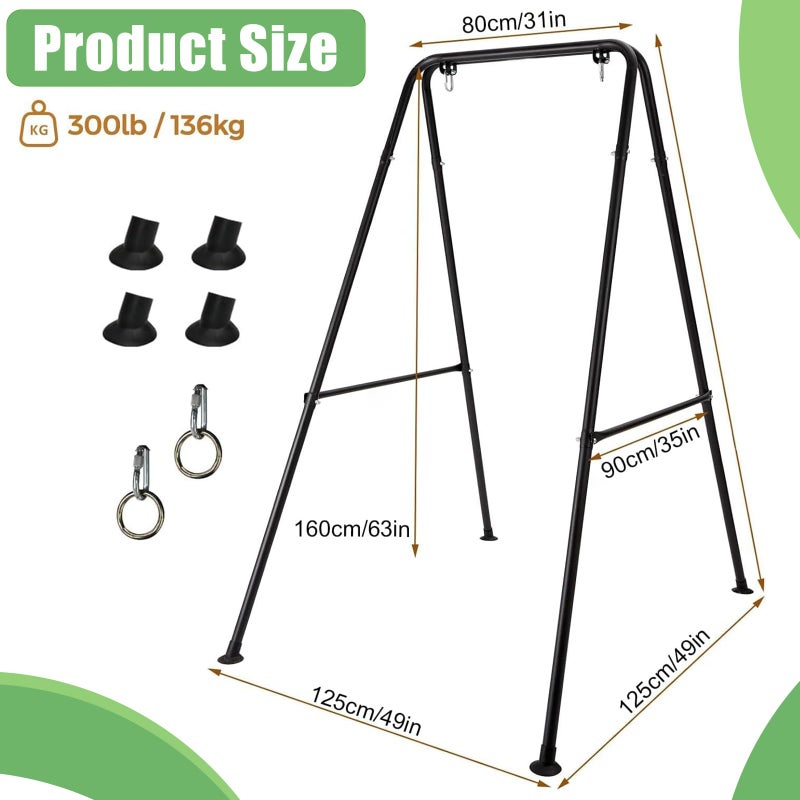 LIODUX Hammock Chair Stand - Max Load 330lbs, Heavy Duty for Outdoor or Indoor Use, Hanging Chair Not Included (Black) - Image 4