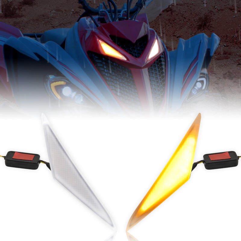 SAUTVS LED Turn Signal Fang Lights for Yamaha Raptor 700 Front Grille Accent Lights Signature Grill Lamps for Yamaha Raptor 700 700R 20132025 Accessories2PCS