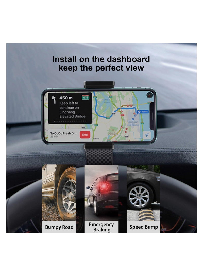 Y&D Car Phone Holder, Dashboard Cellphone Mount, 360° Rotation Cradle, One Hand Operation Clip Design Mount for 3-6.9 inch Smartphones, with Temporary Parking Calling Number Plate - Image 4