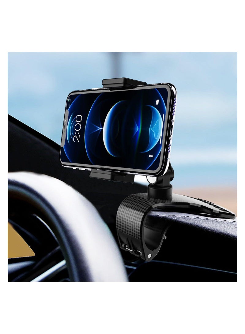 Y&D Car Phone Holder, Dashboard Cellphone Mount, 360° Rotation Cradle, One Hand Operation Clip Design Mount for 3-6.9 inch Smartphones, with Temporary Parking Calling Number Plate - Image 2