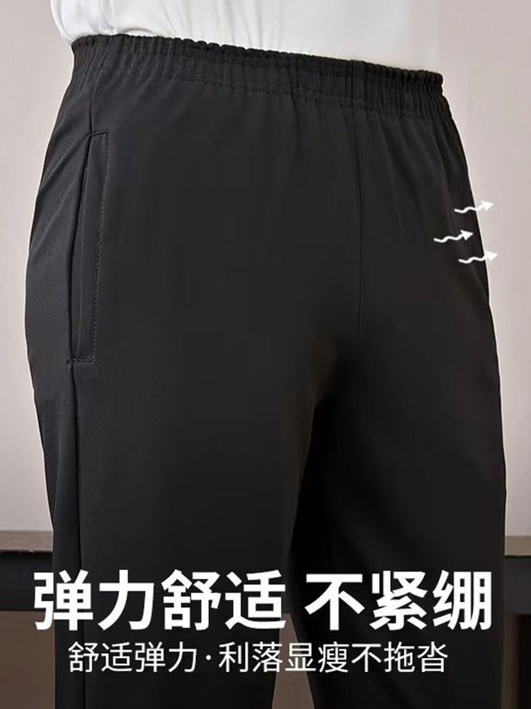 Stretch Elastic Chef Pants Men'S El Restaurant Kitchen Work Pants Catering Waiter Straight Pants Large Size Black - Image 3