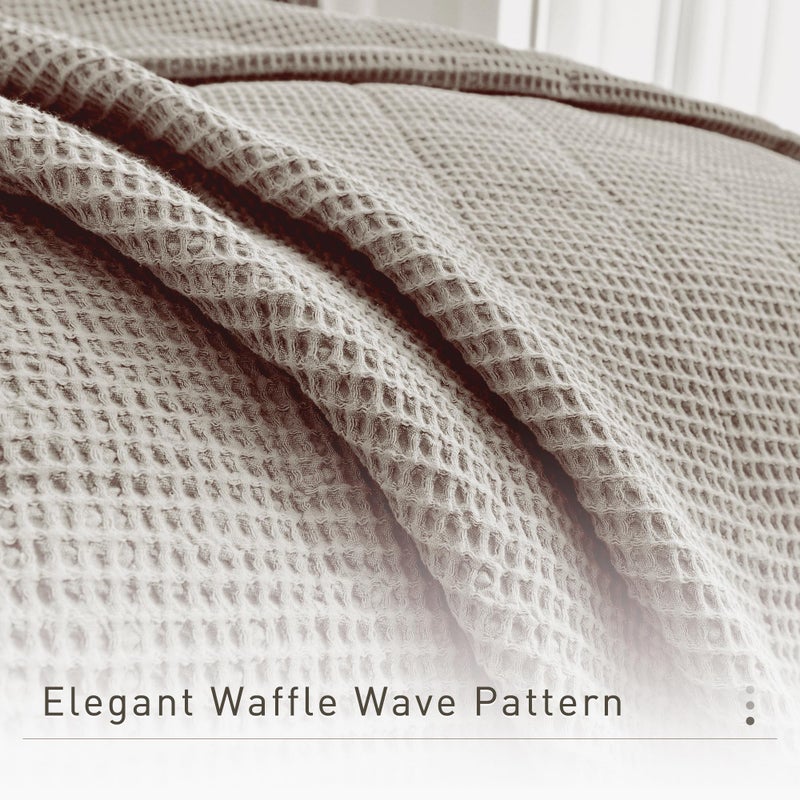 CozyTide Oversized King Bedspread 120"x120",100% Cotton Waffle Weave Quilt Set 3Pcs Dark Khaki California King Size Oversized Quilt Bedding Set Lightweight Luxury Coverlet Extra Soft - Image 4
