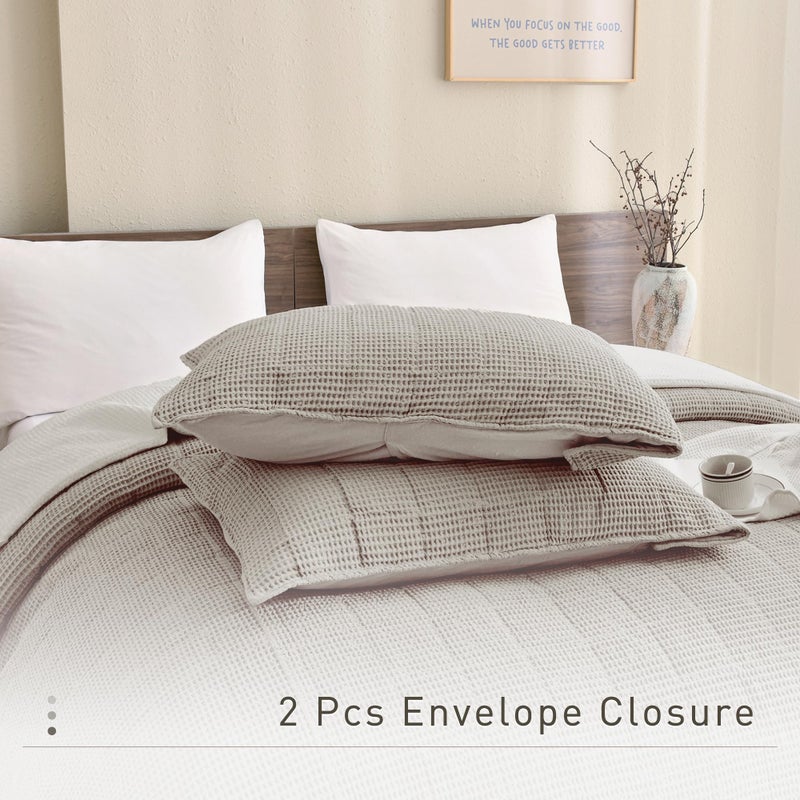 CozyTide Oversized King Bedspread 120"x120",100% Cotton Waffle Weave Quilt Set 3Pcs Dark Khaki California King Size Oversized Quilt Bedding Set Lightweight Luxury Coverlet Extra Soft - Image 5