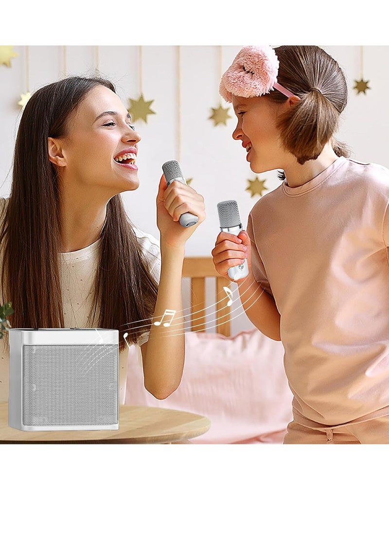 ELTRAZONE Karaoke Machine for Adults & Kids, Portable Bluetooth Karaoke Speaker with 2 Wireless Microphones, PA Speaker System for Indoor & Outdoor Parties, Family Fun Entertainment (White) - Image 4