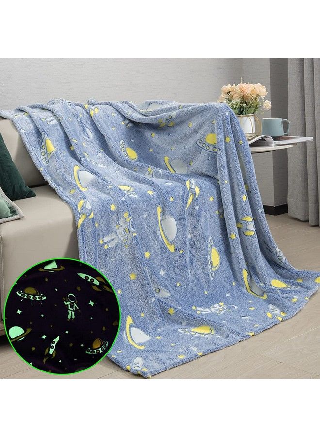 FunBlast Glow In The Dark Blanket For Kidscartoon Print Blankets For Kids Light Weight Soft Cozy All Weather Blankets For 110 Years Old Toddlers Baby Boys & Girls (Spaceblue) - Image 4
