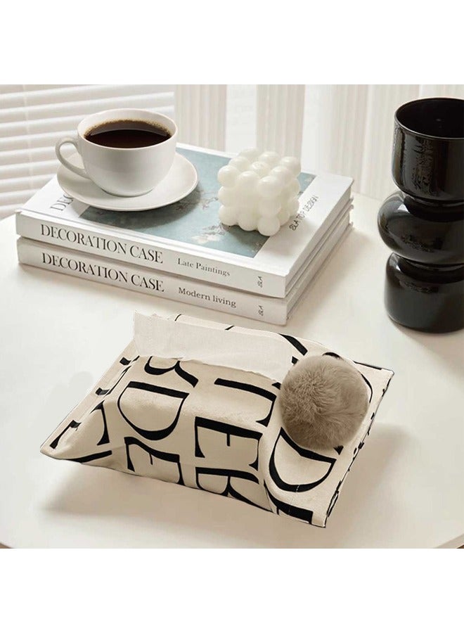 حامل علبة مناديل، حقيبة تخزين صوفية بنمط الحروف الأبجدية، علبة مناديل زينة محمولة للمنزل 、 المكتب 、 السيارة （25 × 18 سم） - Image 1