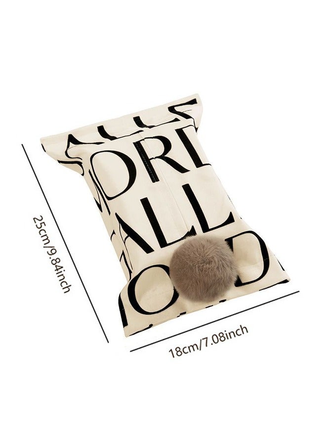 حامل علبة مناديل، حقيبة تخزين صوفية بنمط الحروف الأبجدية، علبة مناديل زينة محمولة للمنزل 、 المكتب 、 السيارة （25 × 18 سم） - Image 2