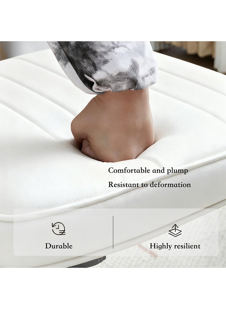 MOZOGOT Small Office Desk Chair with Wheels Armless Comfy PU Leather Computer Chair with Lumbar Support, Low Back Adjustable Height 360° Rolling Swivel Task Chair for Home Bedroom Office (White) - Image 3