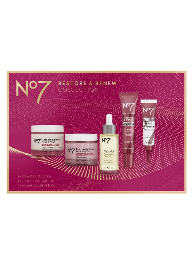 No7 Restore مجموعة No7 Restore & Renew - طقم هدايا مكون من 5 قطع - Image 1