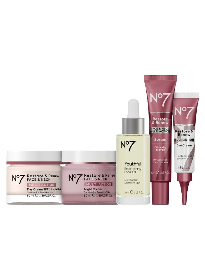 No7 Restore مجموعة No7 Restore & Renew - طقم هدايا مكون من 5 قطع - Image 2