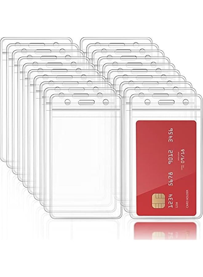 Arabest Clear Vertical PVC ID Card Holder Sleeve Pouch Transparent Waterproof for Office School - Pack of 150  - Image 1