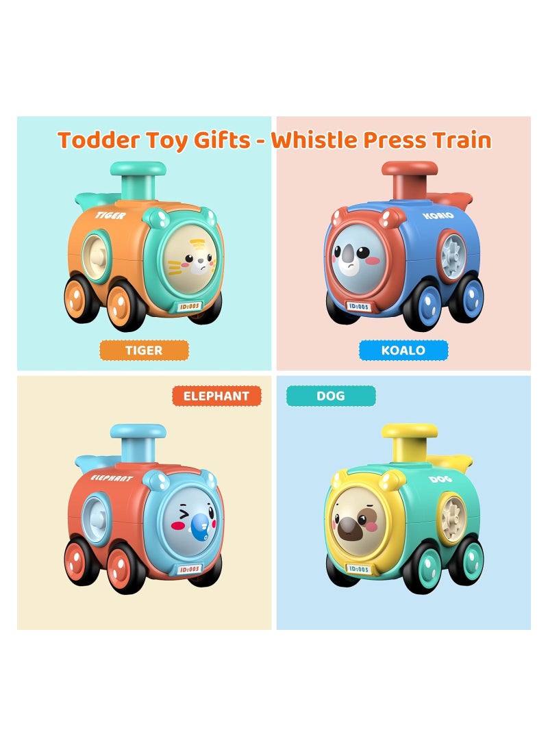 SYOSI Press and Go Toy Cars, 4 Pack Car Toys, for 1 2 3 Year Old Boy Press and Go Animal Train Toys for Toddlers 1-3 Year Old, Baby Toys Birthday Gift Age 12-18 Months Pre-Kindergarten Preschool Gift - Image 2