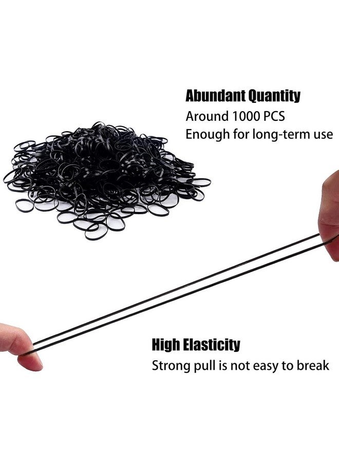 KANPRINCESS 1000 قطعة من الأربطة المطاطية السوداء الصغيرة، روابط شعر ناعمة للأطفال والرضع والفتيات، ملحقات ذيل حصان مرنة، لا تتسبب في تلف شعر الأطفال (أسود) - Image 2