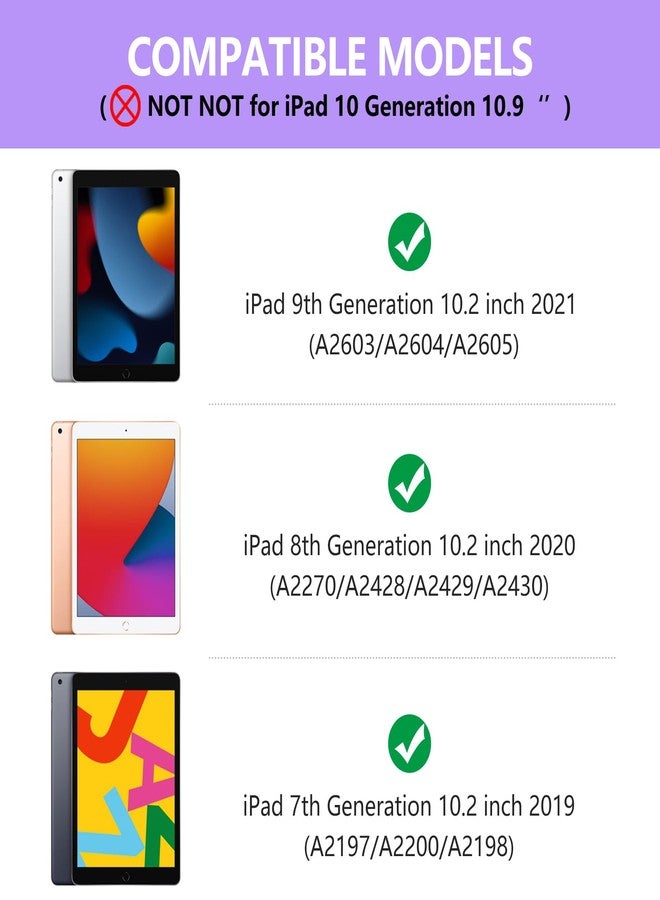 amzcase جراب aMZCaSE لأجهزة iPad من الجيل التاسع/الثامن/السابع مع لوحة مفاتيح ولوحة لمس، غطاء نحيف بزاوية 360 درجة، جراب لوحة مفاتيح للجيل التاسع بإضاءة خلفية ملونة، حامل قلم، خاصية التشغيل/الإيقاف الذكي (بنفسجي داكن) - Image 2
