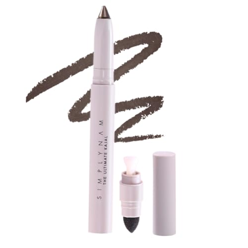 SIMPLYNAM Ultimate Kajal | 1 Stroke Intense Color Payoff | Water Resistant | Long-Lasting & Smudge-Proof | Safe for Sensitive Eyes | 7X More Product | In-Built Sharpener & Smudger | Intense Brown - Image 1