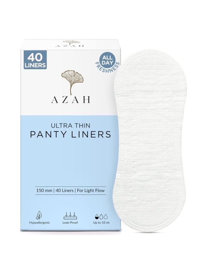 Azah Panty Liners for Women Daily use (Pack of 40) | Cottony Soft Sanitary Pads for Women | Pantyliners Pads Perfect For White Discharge & Light Spotting | Panty Liner Pads Sanitary Napkins - Image 1