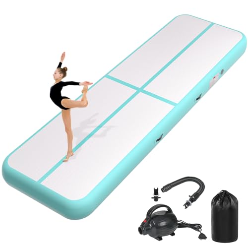 KIKILIVE Inflatable Air Gymnastics Tumbling Mat 10ft, Air Tumble Track Mat 4 inches Thickness with Electric Air Pump for Home Use Outdoor Training Cheerleading Yoga Water Beach Park - Image 1